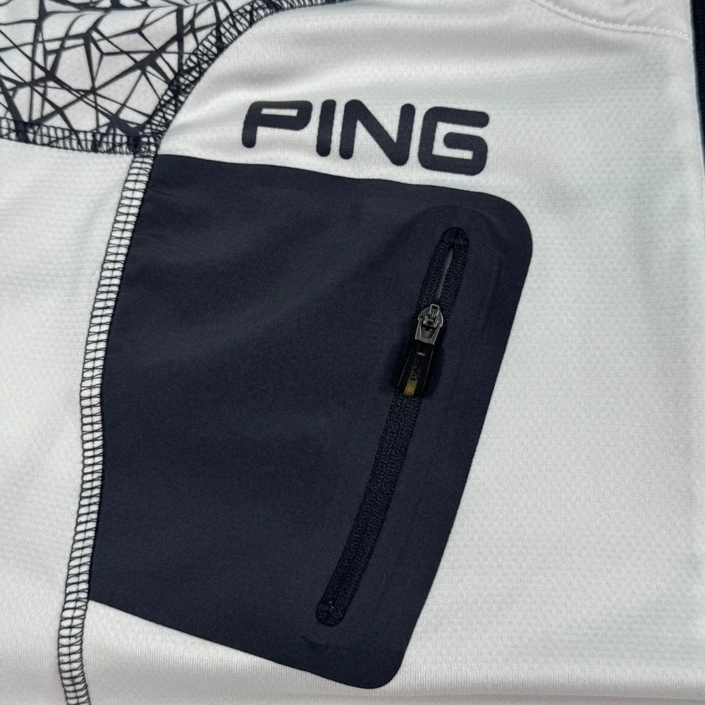 PING SensorCool Mens Large Golf Pullover White Quarter Zip THCC Logo L